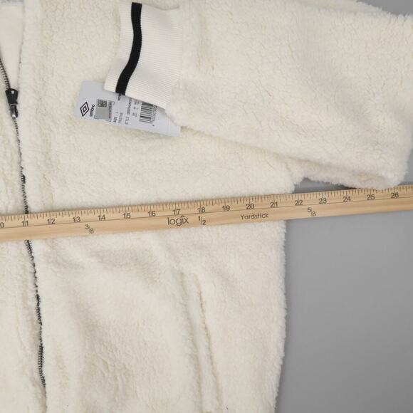 Umbro Sherpa Bomber Jacket Womens Large Cream Teddy Zip-Up Lined Active Outdoor - Picture 11 of 15